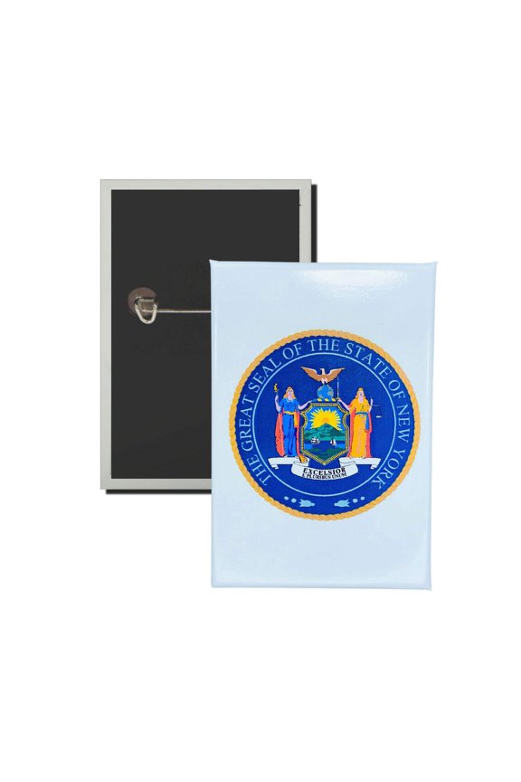 Vertical Button - State Seal New York - USA | Wearable Lapel Pin, Travel Souvenir, Collectible Display Piece