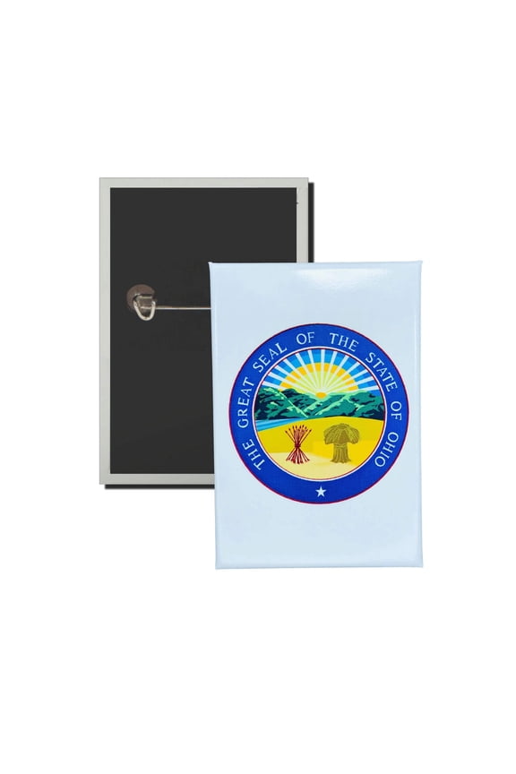 Vertical Button - State Seal Ohio - USA | Wearable Lapel Pin, Travel Souvenir, Collectible Display Piece