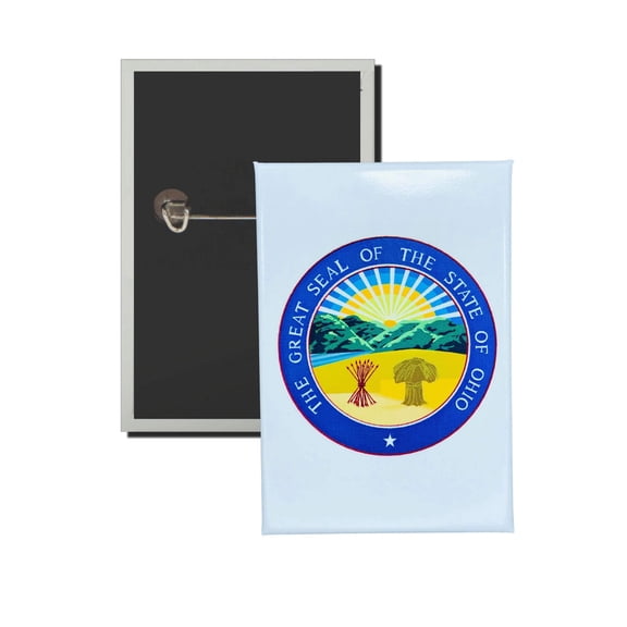 Vertical Button - State Seal Ohio - USA | Wearable Lapel Pin, Travel Souvenir, Collectible Display Piece