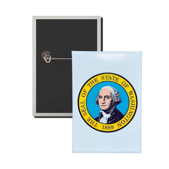 Vertical Button - State Seal Washington - USA | Wearable Lapel Pin, Travel Souvenir, Collectible Display Piece