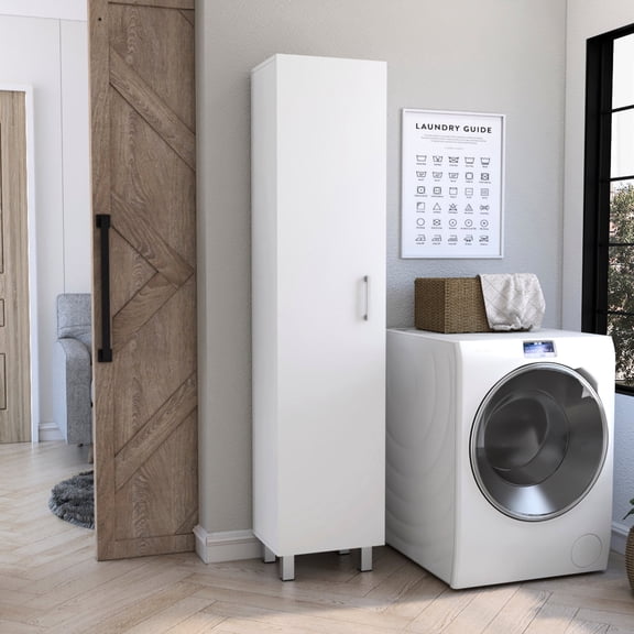 Vertical Cabinet for Dining | Keep Items Protected and Organized | Particle Board with Metal Legs | Solve Storage Mess