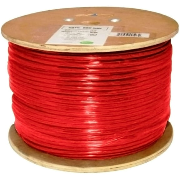 Vertical Cable 1000ft Solid Shielded Cat6 Cable - 23AWG F/UTP 550MHz CMR-Red