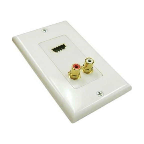 Vertical Cable 245-WP/H2R Gold HDMI + 2 x RCA Decora White Wall Plate