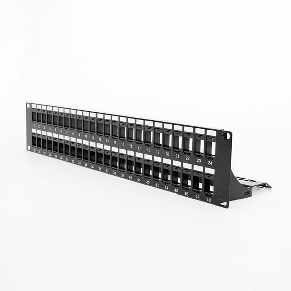 Vertical Cable 48 Port 2U Blank Patch Panel with Cable Manager Universal Keystone Jacks and Inserts Accepter - Constructed of Fire Retardant 16 Gauge Heavy Duty Durable Steel