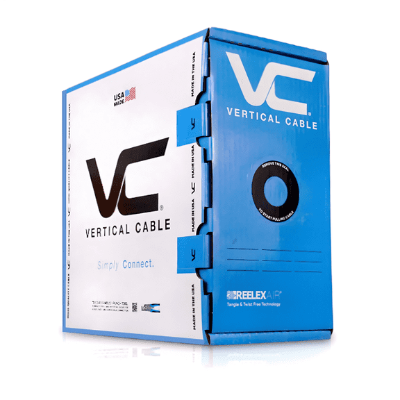 Vertical Cable CAT6 CMP Plenum Cable 1000ft  23AWG Solid Copper, ETL, USA Made, Blue