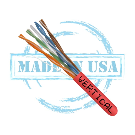 Vertical Cable CAT6 CMP Plenum Cable 1000ft 23AWG Solid Copper, ETL, USA Made, Blue