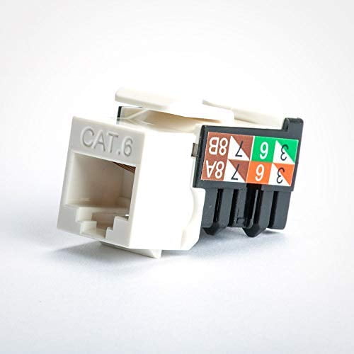 Vertical Cable CAT6 RJ45 Keystone Jack, V-Max Series - White Color - (25 pack) High Quality Data Outlet Female 352-V2710/WH/25