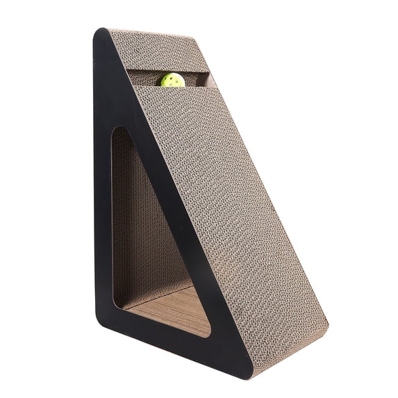 Cat Scratcher - Vertical Upright Large Size Durable No Dust Corrugated Cardboard, Minimalist Black Hollow-Out Design - For Cats, Pet Indoor Scratching Toy, Home Decorative