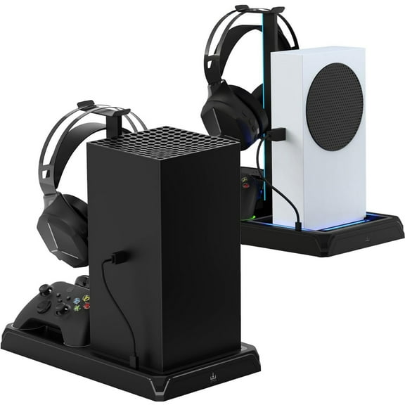Vertical Charging Stand with Cooling Fan for Xbox Series X/S, Cooling Station Dock with 12 Games Storage Organizer, Dual Controller Charger Station & Headphone Holder with 2 X 1400 mAh Battery Packs