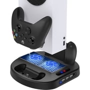 Vertical Charging Stand for Xbox Series S Controllers with Cooling Fan, Charger Dock Station with LED Indicator and 3 USB Hubs