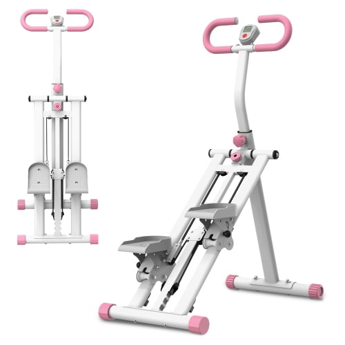 Vertical Climber Exercise Machine, Foldable Stair Stepper for Full-Body Home Workout, Non-Slip Pedals, LCD Monitor, 265 lb Capacity, Pink
