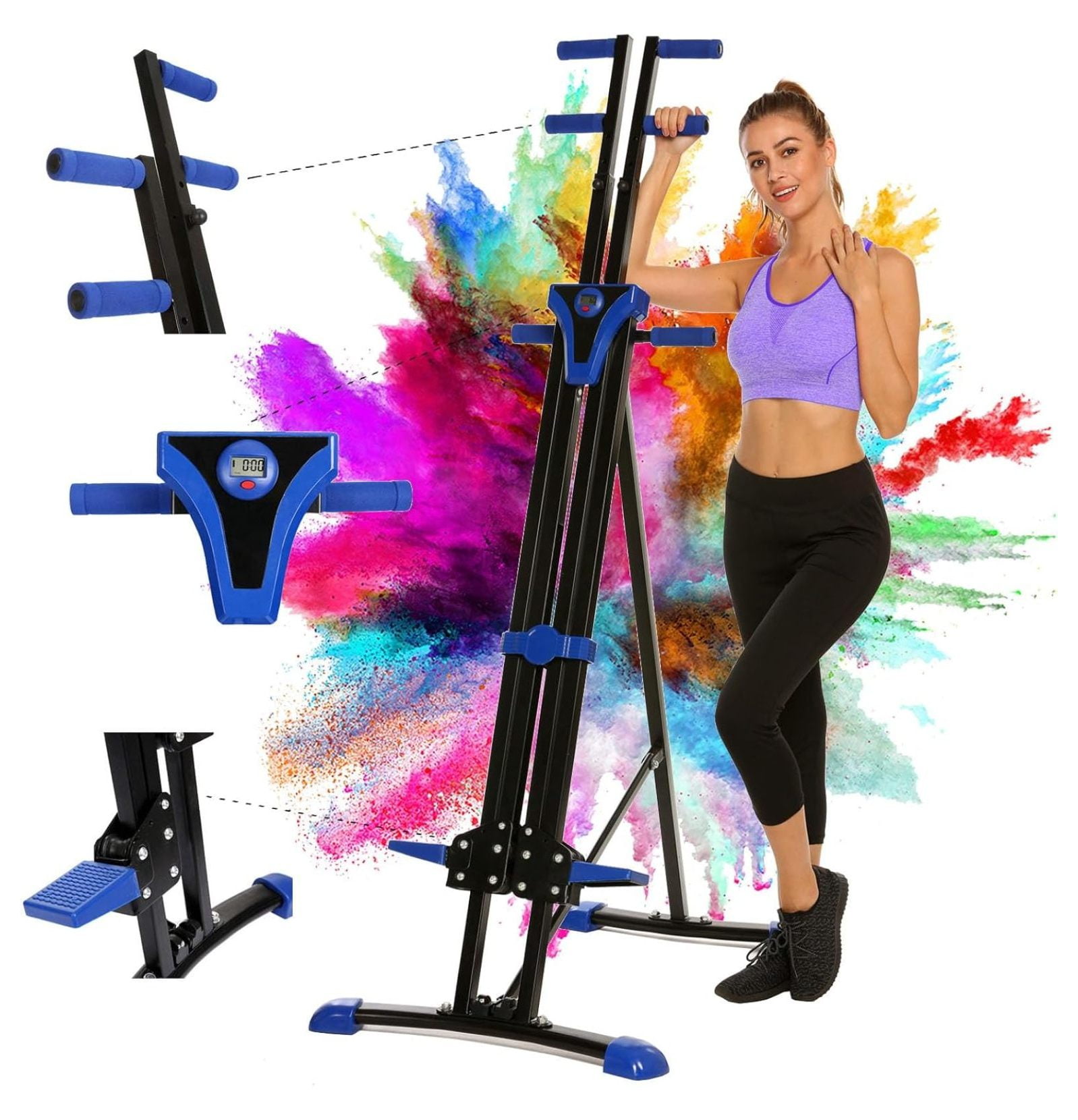 Vertical Climber Exercise Machine for Home Gym 350 LBS Stair Stepper with 5 Level Heights for Cardio Resistance Training Full Body Workout Easy to Assemble Upgrade Foldable Walmart