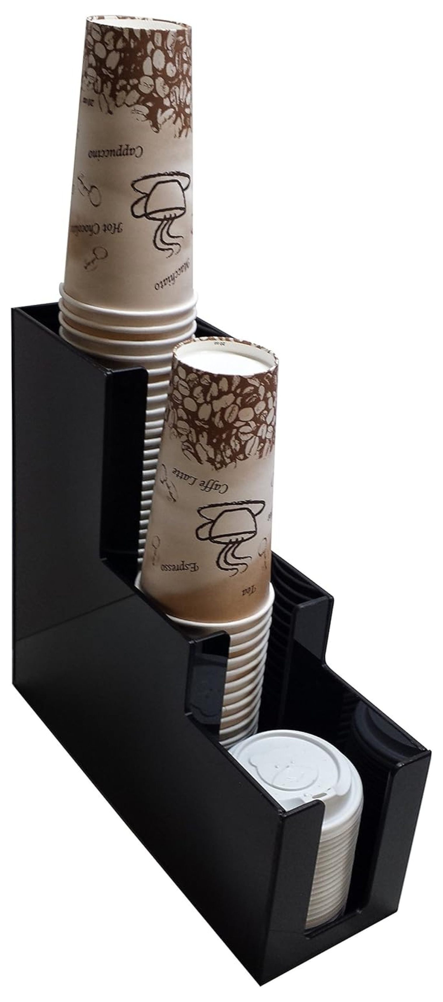 Vertical Coffee Cup Dispenser and Lid Holder Condiment Stirrer, Sugar