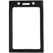 Vertical Color-Frame Badge Holder - Clear Vinyl Window Protector with Color Border for Single Credit Card Size Key Cards and Badges by Specialist ID Black