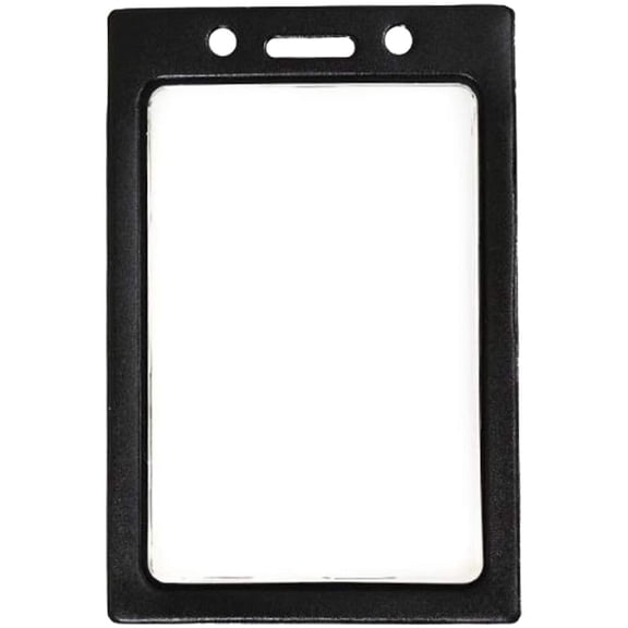 Vertical Color-Frame Badge Holder - Clear Vinyl Window Protector with Color Border for Single Credit Card Size Key Cards and Badges by Specialist ID (Black)