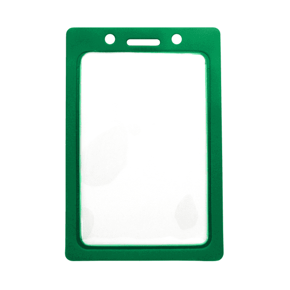 Vertical Color-Frame Badge Holder - Clear Vinyl Window Protector with Color Border for Single Credit Card Size Key Cards and Badges by Specialist ID (Green)