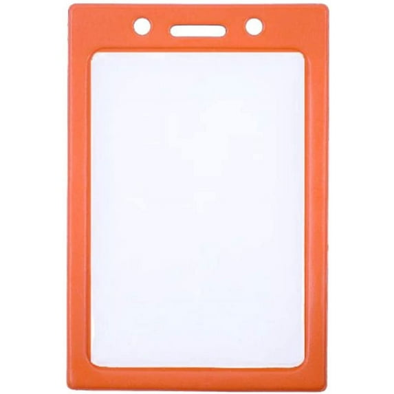 Vertical Color-Frame Badge Holder - Clear Vinyl Window Protector with Color Border for Single Credit Card Size Key Cards and Badges by Specialist ID (Orange)