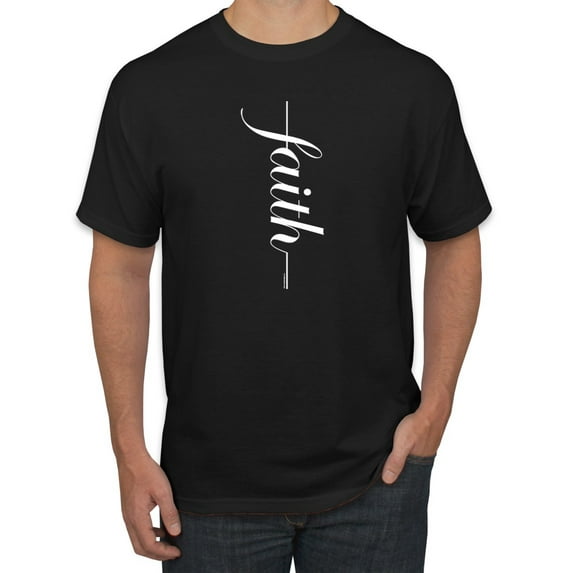 Vertical Cross Christian Faith Inspirational/Christian Men's Graphic T-Shirt, Black, Small