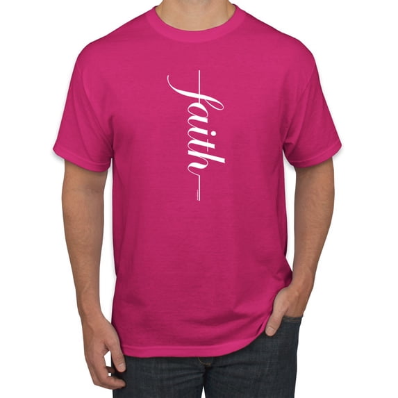 Vertical Cross Christian Faith Inspirational/Christian Men's Graphic T-Shirt, Fuschia, 5XL