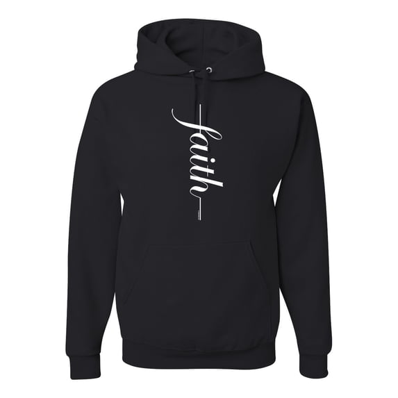 Vertical Cross Christian Faith Inspirational/Christian Unisex Graphic Hoodie Sweatshirt, Black, Large