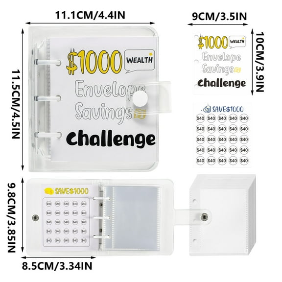 Vertical Deposit Savings Organizer - PVC Loose-leaf Money Saving Envelopes with Iron Clip - Storage Binder for Efficient Cash Management