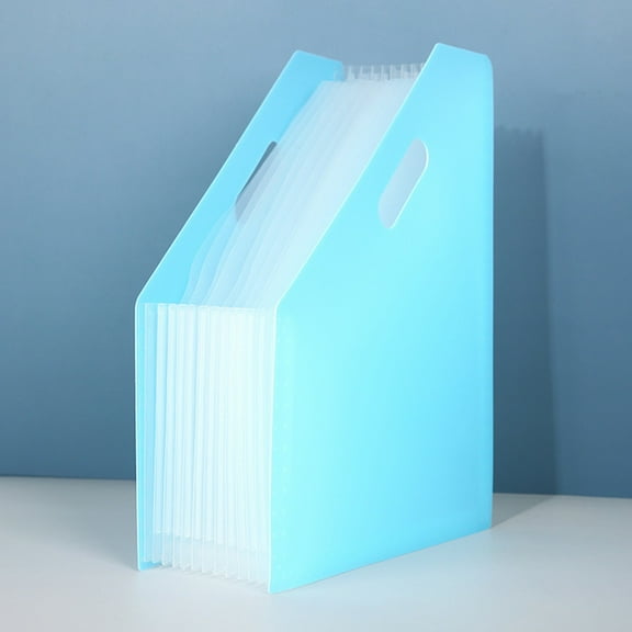 Vertical Desktop File Organizer Expandable Paper Storage Rack, Multi-Layer Slanted Design for A4 Document Sorting and Office Organization(Blue)