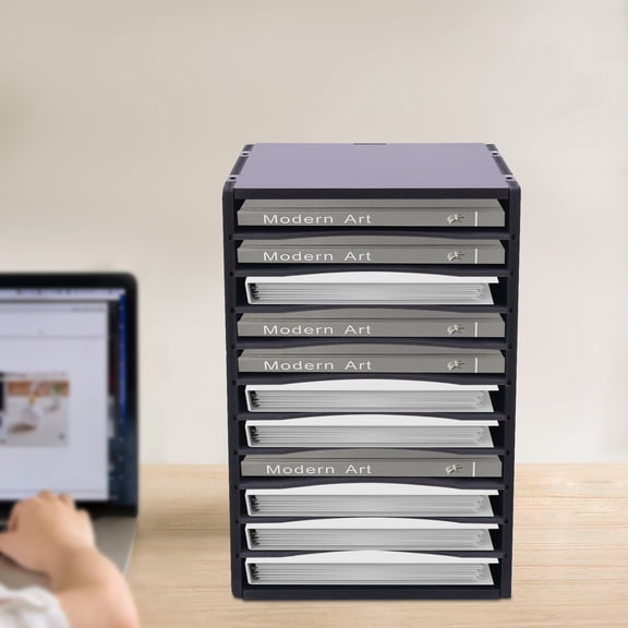 Vertical Desktop Sorter 11 Slots, Black Mail Organizer Vertical File Organizer, PVC Paper Sorter Organizer with 11 Adjustable Compartments, Construction Paper Storage Mailbox for Home Office Black