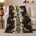 thumbnail image 1 of Vertical Diamond Chain Across Dark spotted cattle pattern Patches, Soft Flannel Blanket with Rustic Southwestern Print, Housewarming Gift and Home Decor for Bedroom and Living Room, 1 of 7
