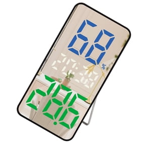 Vertical Digital Alarm Clock with Clear Temperature Readout, Blue LED Number, and Surfaces