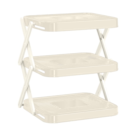 Vertical Dish Tray Storage Rack Multi Layer Cabinet Organizer Design Multifunctional Kitchen Plate Holder Efficient Tableware Display Rack For Vegetable Tray And Cooking Arrangement Beige - One Size