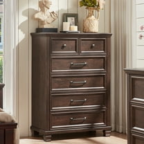 Vertical Dresser for Bedroom, LELELINKY 6 Drawer Dresser with Metal Handle, Chest of Drawers for Living Room, Walnut