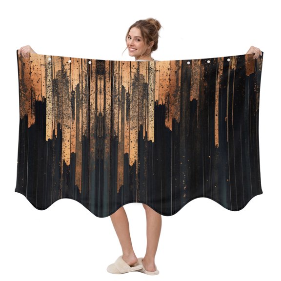 Vertical Drips Stripe Wearable Blanket, Abstract Minimalist Gold Brown Black Gradient Plush Thick Cozy Flannel Oversized Adult Throw Body Wearable Blankets with Pocket Gifts for Women Men 45x64in