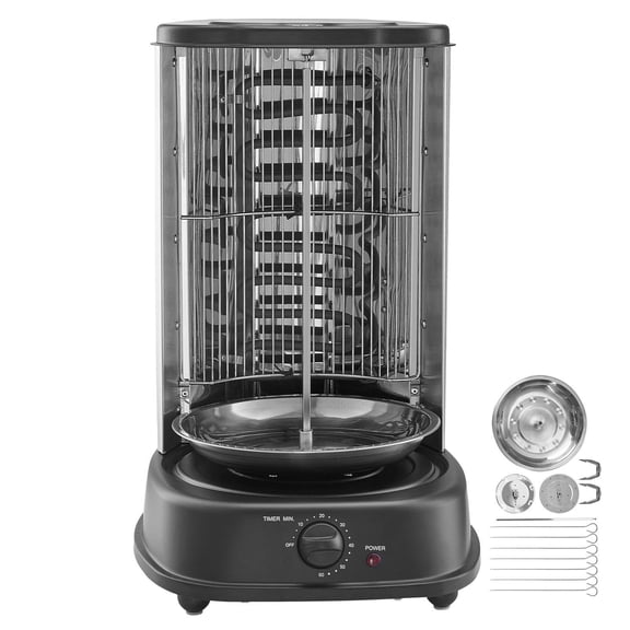 Vertical Electric Shawarma Grill Machine Stainless Steel Broiler Rotisserie Oven for Home Restaurant Kitchen Countertop