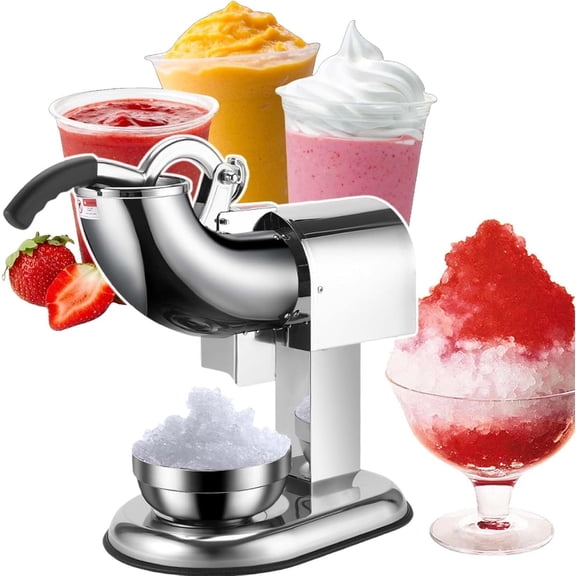 Vertical Electric Snow Cone Maker, 380W Stainless Steel Blades Ice Shaver,Handle With Splash Guard,Adjustable Thickness