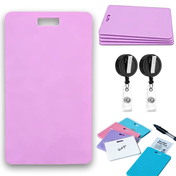 Vertical Erasable Badge Note, Reusable Silicone Erasable Badge Notepad, Dual-Sided Writable Mini Sticky Notes, Ballpoint Pen Write & Alcohol Erasure, Fade-Proof & No Blur (4pcs-C, Vertical)