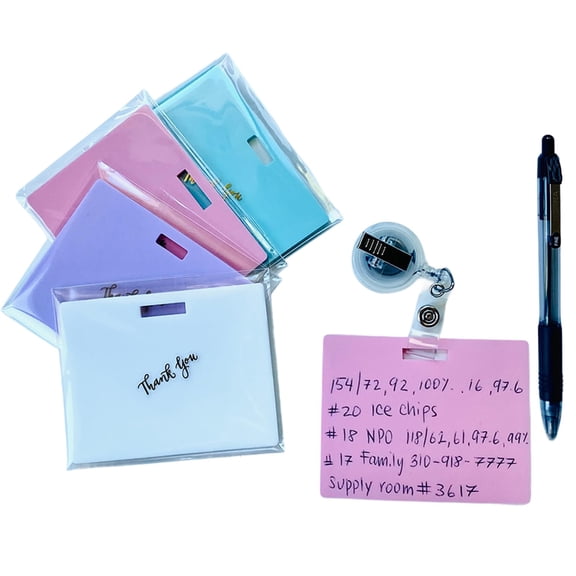 Vertical Erasable Badge Note, Reusable Silicone Erasable Notepad Badge Set, 4Pcs Mini Whiteboard Clipboard with Badges Clip & Pen Accessory for Nurses Doctors Teachers Caregivers