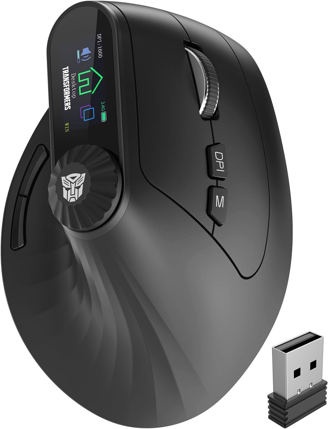 Computer Mouse With Ruler Vertical Ergonomic Mouse with LED Screen & Knob Control, Rechargeable ...