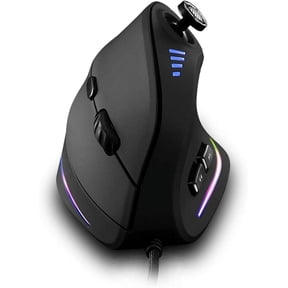 Vertical Ergonomic Wired Gaming Mouse, 5 Direction Rocker, 10000 DPI High Precision, 11 Programmable Buttons RGB Mouse for PC Laptop Computer Gamer