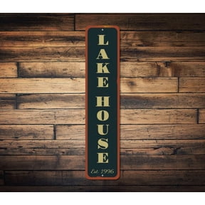 Vertical Established Date Lake House Sign Est. Date Lake Sign Lake Houses Custom Metal Lake House Decor - Size: 16 x 4 Inches