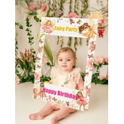 Vertical Fairy Party Comparison Photo Frame Props - Flower Butterfly Theme Background Panel Dream Garden Party Decoration