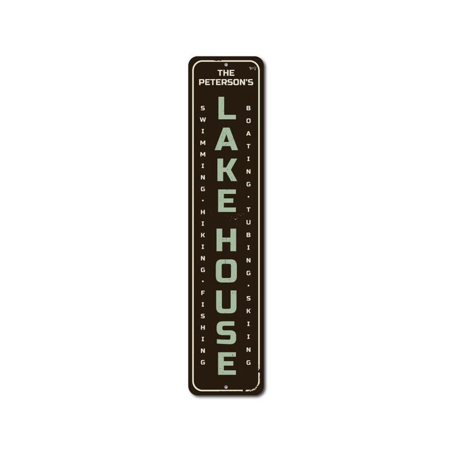 Vertical Family Name Lake House Sign Lake House Metal Wall Decor Size ...