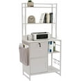 thumbnail image 1 of Vertical File Cabinet,Filing Cabinet with Shelves,Charging Station,Hanging Pouch and Hooks,Vertical Filing Cabinet Fits Letter/A4/Legal Size (White), 1 of 14
