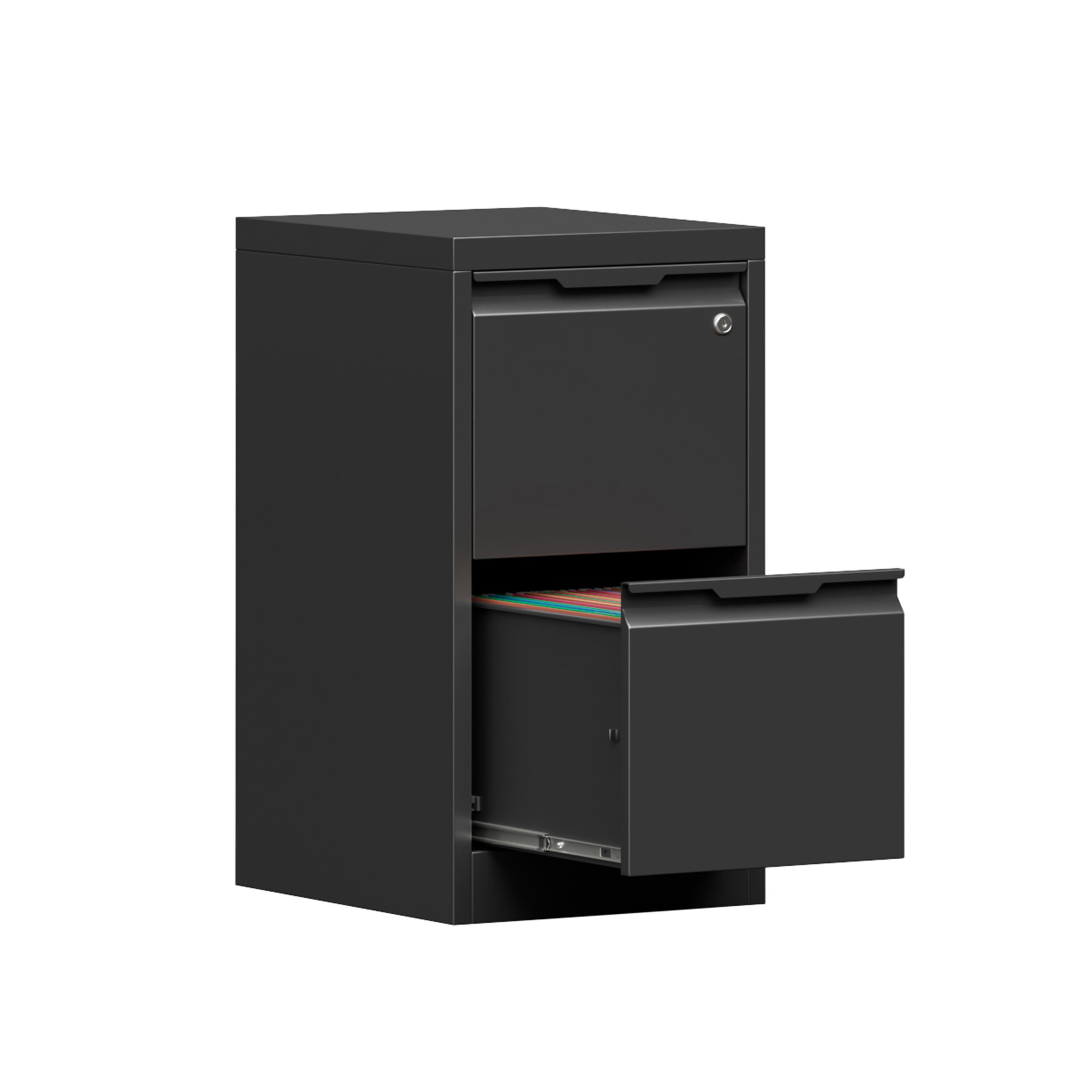 Vertical File Cabinet with Lock, Metal Storage Cabinet with 2 Drawers for Home Office,Metal Filing Cabinet for Legal/Letter/A4 Files,Assembly Required(15''W-2 Drawers,Black)