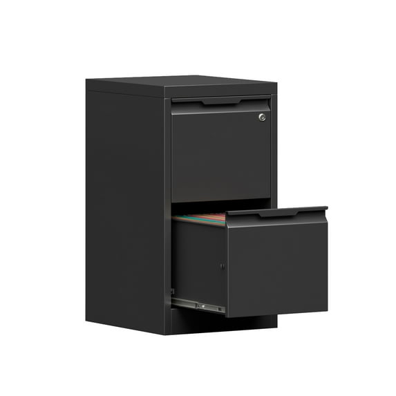 Vertical File Cabinet with Lock, Metal Storage Cabinet with 2 Drawers for Home Office,Metal Filing Cabinet for Legal/Letter/A4 Files,Assembly Required(15''W-2 Drawers,Black)