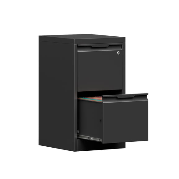 Vertical File Cabinet with Lock, Metal Storage Cabinet with 2 Drawers for Home Office,Metal Filing Cabinet for Legal/Letter/A4 Files,Assembly Required(15''W-2 Drawers,Black)