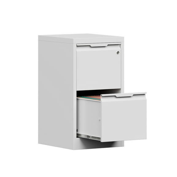 Vertical File Cabinet with Lock, Storage Cabinet with 2 Drawers for Home Office,Metal Filing Cabinet for Legal/Letter/A4 Files,Assembly Required(15''W-2 Drawers,White)