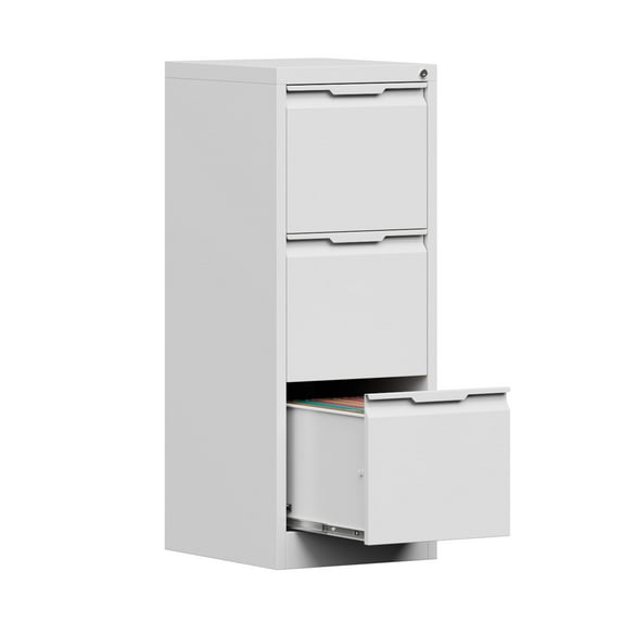 Vertical File Cabinet with Lock, Storage Cabinet with 3 Drawers for Home Office,Metal Filing Cabinet for Legal/Letter/A4 Files,Assembly Required(3-Drawer,White)
