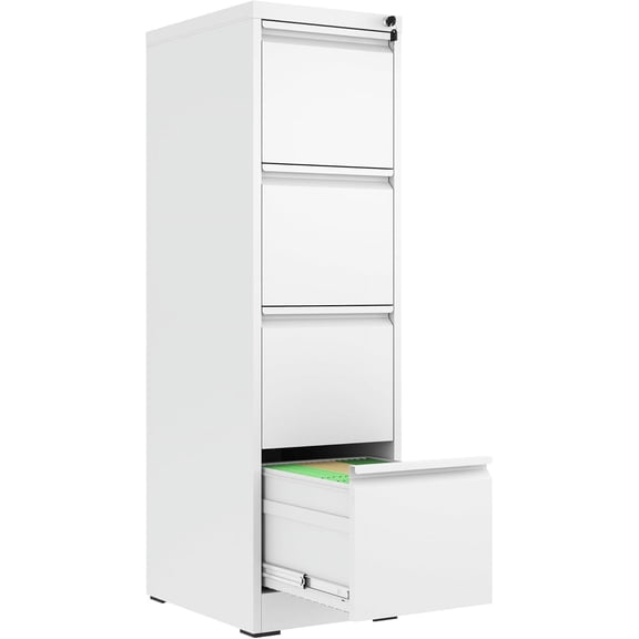 Vertical File Cabinet with Lock for Home Office, Heavy Duty Steel Filing Cabinet for Hanging Letters Legal A4, Assembly Required
