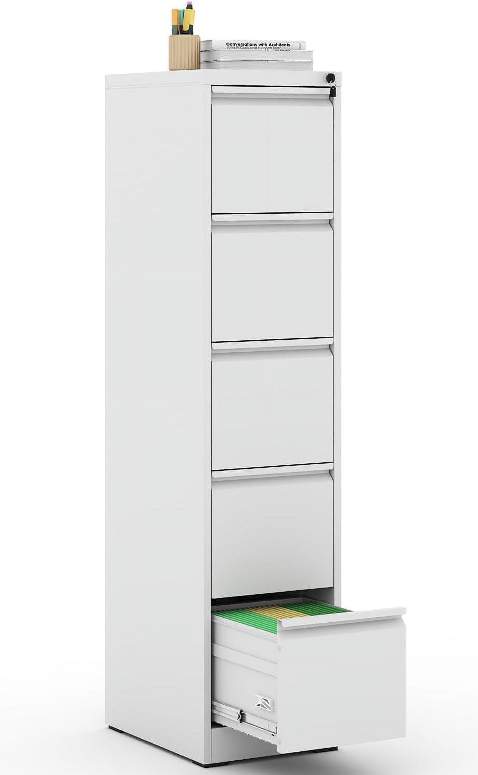 Vertical File Cabinets with Lock for Home Office, Heavy Duty Office Steel Filing Cabinet for Hanging Letters/Legal/A4, Assembly Required