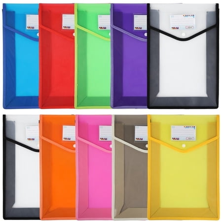 10Pcs Plastic File Folders,15.2 x 10.2 Inch B4 Envelope Expanding File Wallet Organizer Documents Folder,Colorful File Folder Organizer Holder with Snap Closure